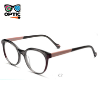 Monture de lunettes optiques en acétate, ronde, œil de chat, monture complète bicolore, lunettes de vue pour femmes, monture de lunettes tendance pour femmes