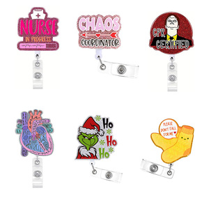 Nouveau porte-clés de Noël à ouverture facile, avec boucle, blanc, rotatif, à clip crocodile, télescopique, porte-badge, porte-chaussette, cœur, anglais - Product Image 1