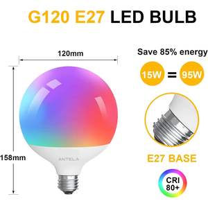Bombilla Inteligente Antela E27 15W LED RGB Regulable con Control por WiFi a través de Aplicación, Lámpara de Techo Compatible con Alexa y el Asistente de Google - Product Image 5