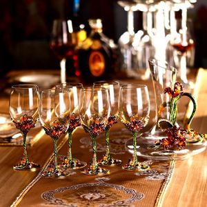 Copas de Vino de Cristal Color Dorado, Decantador, Soporte para Botellas, Juego de Copas de Vino Tinto de Lujo, Copa, Flauta - Product Image 1