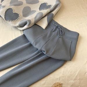 Kore yaz aşk sonbahar örme <span class=keywords><strong>2</strong></span> parça Set kadın uzun kısa kollu boncuklu kazak kadın üstleri pantolon takım elbise kış sonbahar eşofman - Product Image 3