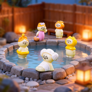 Adorables figurines de chats Zakka Onsen en résine, miniatures pour jardin féerique DIY, bonsaï, décoration maison & bureau & boîte surprise - Product Image 3