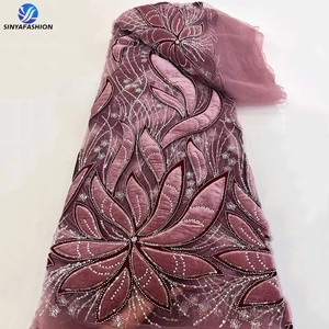 Pizzo ricamato in velluto di cotone di lusso con paillettes di alta qualità da <span class=keywords><strong>donna</strong></span> festa in velluto francese con paillettes di pizzo - Product Image 4