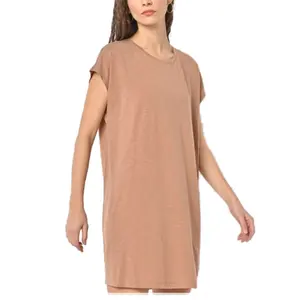 Giá rẻ quần áo các nhà sản xuất giản dị quá khổ lỏng dài thoáng khí trống T-Shirt Dresses đối với phụ nữ