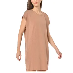 Roupas baratas Fabricantes Casual Oversize Loose Long Respirável Em Branco T-Shirt Vestidos Para Mulheres