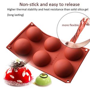 Semi esfera <span class=keywords><strong>molde</strong></span> <span class=keywords><strong>de</strong></span> silicona grado alimenticio 6 agujeros semicírculo Fudge cocina silicona hornear <span class=keywords><strong>Chocolate</strong></span> pastel <span class=keywords><strong>molde</strong></span> hornear - Product Image 4