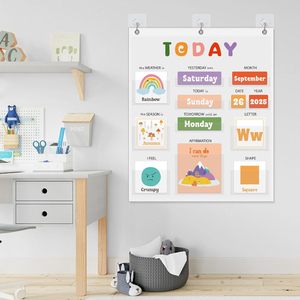Tableau rectangulaire en tissu pour calendrier quotidien, 59.5cm x 49.5cm, gestion du temps pour l'école maternelle et la maternelle - Product Image 3