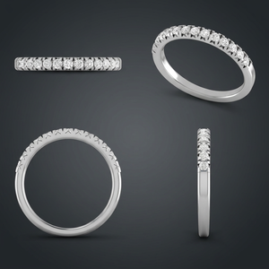 Bague demi-éternité classique pour femme en or 14K avec diamants de laboratoire ronds de 0,3 carats, sertis à griffes, plaqué rhodium, pour mariage - Product Image 1
