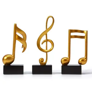 Reçine müzikal hediyeler heykelcik ev dekor aksan 3 adet müzik not dekor heykeli