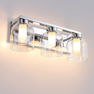 Modern Luxury Bathroom <b>Vanity</b> Light Silver Finish Creative Double Clear Glass Lampshade Indoor Wall Light For Hotel Home Decor - Product Image 5