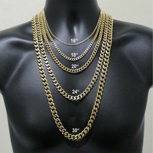 Collar <span class=keywords><strong>de</strong></span> Acero Inoxidable Estilo Hiphop, Cadena Cubana <span class=keywords><strong>para</strong></span> <span class=keywords><strong>Hombre</strong></span> y Mujer, Color Dorado, Metal Sólido, Joyería Punk, Regalo - Product Image 2