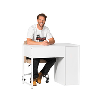 DU'S white – bureau de famille rectangulaire moderne en bois avec 2 tiroirs et armoires de rangement