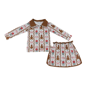 Tenues de Noël pour bébés filles en coton biologique à manches longues avec imprimé bonhomme de neige et Père Noël, vêtements assortis pour sœurs, vente en gros - Product Image 5