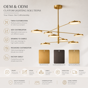 Modern <b>LED</b> Disc Chandelier Brushed Metal Multi Arm Pendant <b>Light</b> Acrylic <b>Diffuser</b> Dining Room Ceiling Lamp OEM ODM - Product Image 6