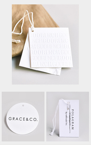 Étiquettes volantes en feuille d'aluminium pour vêtements, étiquettes personnalisées avec logo, étiquettes suspendues blanches avec estampage à chaud doré pour jeans et vêtements - Product Image 6