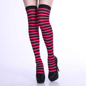 Chaussettes rayées multicolores pour femmes, chaussettes pour scène/fête/cosplay, <span class=keywords><strong>bas</strong></span> élastiques confortables - Product Image 3