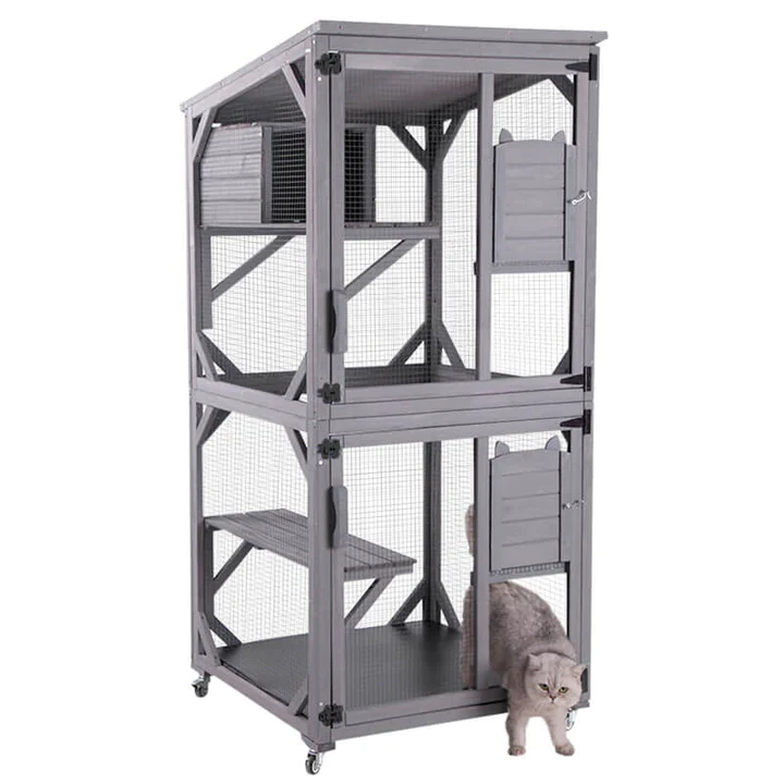 Водонепроницаемая вилла для кошек, деревянный корпус для кошек Catio, уличный домик для кошек