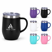 Gobelet à vin personnalisé avec logo, 12 oz, avec poignée, vente en gros, cadeau promotionnel, acier inoxydable, double paroi, isolation sous vide, tasse de voyage
