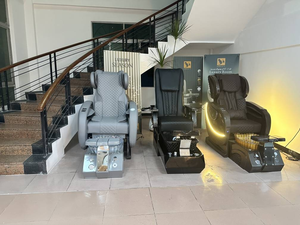 クジラのマッサージとプラットフォームの豪華なサロンの子供ボウルの色で配管なし青いマニキュアネイル家具ペディキュアスパチェア - Product Image 4