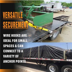 頑丈な2インチポリエステル製ラチェット式タイダウンストラップ、トラック貨物固定用ダブルJフック付き - Product Image 5