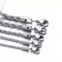 Vente en gros personnalisation Offre Spéciale hommes collier chaîne corde torsadée plaqué or 18 carats chaîne en argent couleur collier à breloques