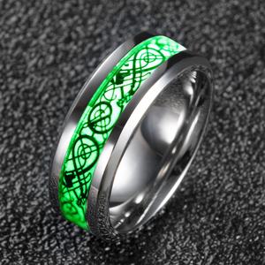 POYA Glowing <strong>Ring</strong> Celtic Dragon <strong>Tungsen</strong> Inlay Glow in Dark for Men Women Engagement Wedding <strong>Rings</strong> - Product Image 5