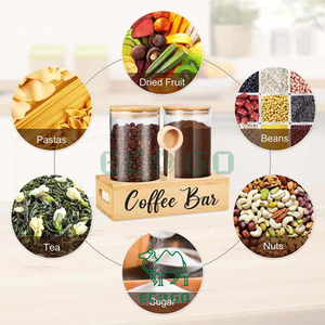 Tarro de café de vidrio de gran capacidad personalizado con estante de bambú abrazadera de bloqueo hermético contenedores de almacenamiento de granos de café para el hogar - Product Image 5