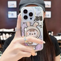 Coque de téléphone antichoc avec motif lapin mignon imprimé au laser pour iPhone 17 16 Plus 15 14 Pro Max, protection arrière OEM