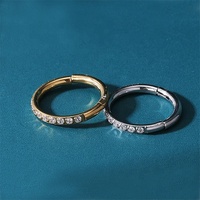 Anneau de nez en titane ASTM F136 G23 18G/16G avec zircone cubique, anneau de septum articulé à clipser, bijoux de piercing corporel