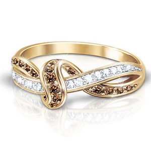 Anello Geometrico Bicolore in Rame per Donne, Design Creativo a Linee, Accessorio Moda Quotidiana - Product Image 2