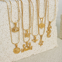 Pendentif en acier inoxydable étanche, thème vie marine, cheval, tortue, bijoux de plage, fantaisie, plaqué or 18 carats