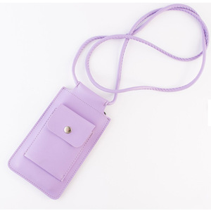 Bolso bandolera de cuero PU/bolsa para teléfono, bolsa de almacenamiento para teléfono de color caramelo/funda de cuero, mini bolsa para auriculares de un solo hombro para exteriores. - Product Image 3