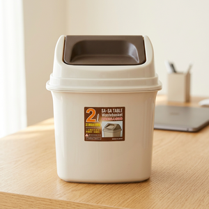 Rectangular White Flip Lid <b>Plastic</b> Storage Bucket Simple Style Indoor <b>Bathroom</b> Waste Trash <b>Bin</b> - Product Image 5