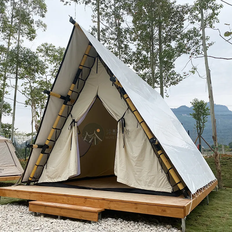 Açık Safari üçgen ahşap çadır 4X5