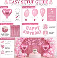 Kits de Décoration de Fête d'Anniversaire Rose Personnalisés avec Rideau à Franges, Bannière d'Anniversaire, Décoration de Gâteau pour Fête d'Anniversaire