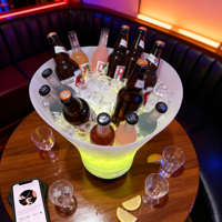 Seau à glace 7L avec haut-parleur Bluetooth, lumière LED 7 couleurs, grande capacité, refroidisseur de champagne et de bière, pour bar, fête, KTV, seau à boissons lumineux