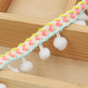Vente en gros d'usine, pompons de 1,2 cm, ruban en dentelle, garniture ethnique, garniture en dentelle à pompons pour vêtements - Product Image 3