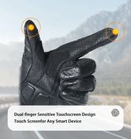 Gants de course tactiles à doigts complets en cuir de chèvre coupe-vent pour moto