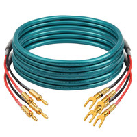 Câble de haut-parleur haut de gamme en cuivre monocristallin avec fiche banane, gaine en PVC, blindage multicouche pour connexion d'amplificateur