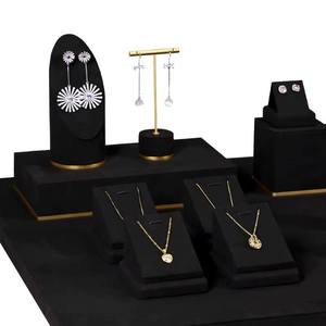 New Jewelry Window Display Set <b>Earrings</b> Necklace Props Black Microfiber Counter Jewelry Display Stand Necklace Display - Product Image 4