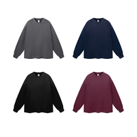 T-shirt Homme Manches Longues 350G Personnalisé Effet Vieilli Couleur Vintage Lavé Style Américain Rétro Délavé Coupe Ample pour Fabricants de Vêtements