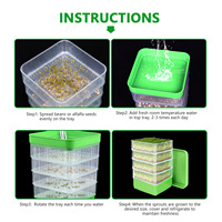 Kit de germination de graines à 4 niveaux DD3171 avec trous de drainage et plateau empilable, micro-pousses fraîches, germination biologique de graines de haricots, plateau de germination
