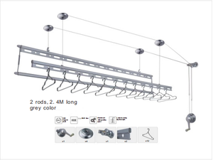 Séchoir à <span class=keywords><strong>linge</strong></span> pliable à main, à <span class=keywords><strong>poulie</strong></span> en alliage d'aluminium à tige unique, monté au <span class=keywords><strong>plafond</strong></span>, pour salle de bain, nettoyage - Product Image 4