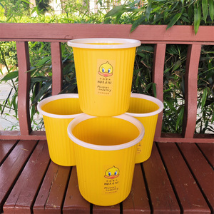 Hua Cai Yellow Duck <b>Plastic</b> Trash Can 1816 Cylindrical Indoor Waste Bin For Home Office <b>Kitchen</b> Bathroom Living Room Bedroom - Product Image 2