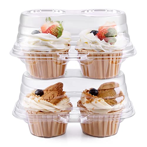 Porta Cupcakes Personalizados de 1, 2, 4, 6 y 12 Unidades, Contenedores Transparentes de Plástico Tipo Blister, Caja de Embalaje para Postres y Muffins con Tapa de Domo - Product Image 1