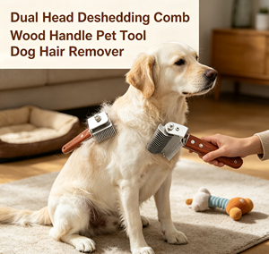 Peigne démêlant en bois massif pour animaux de compagnie, râteau métallique pour sous-koque, brosse de toilettage pour l'entretien du pelage des chiens et des chats - Product Image 4