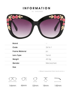 Gafas de Sol de Moda para Mujer 2024, Gafas de Sol Retro Vintage con Forma de Ojo de Gato, Gafas de Sol Coloridas con Flores - Product Image 2