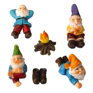 6 Stück Set Mini Outdoor Skulptur Gnome Feen harz Statuen Miniatur Fee Garten Zubehör Mini Zwerg Figur