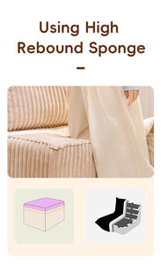 Ensemble de salon en tissu en velours côtelé rétro, canapé modulaire à compression mobile avec design pliable paresseux, canapé-lit sectionnel rembourré en éponge - Product Image 5