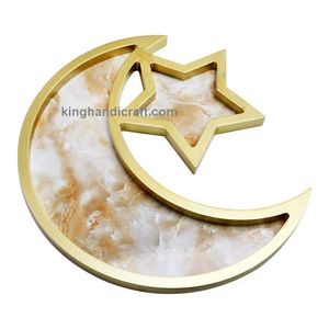 Plateau artisanal bohème en nacre avec design flexible pour le Ramadan et l'Aïd |   Plateau de service de luxe pour dattes, noix, desserts - Product Image 4